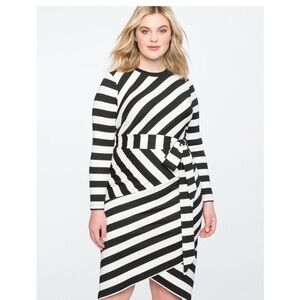 Eloquii Black and White Striped Knit Dress, Size 20